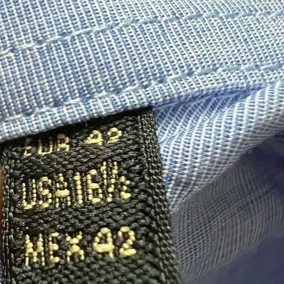 MASSIMO DUTTI Men's Long Sleeve Button Down Shirt Medium 16.5" Blue Flip Cuffs - Picture 7 of 8